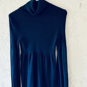 Vintage, Retro Blue Turtleneck Long Sleeve Comfortable Dress Size Small.